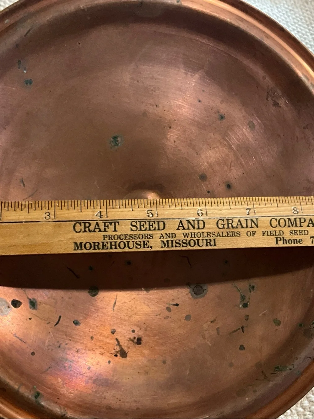 Vintage Copper Replacement Lid 10” with Black Wood Knob for Pot or Pan